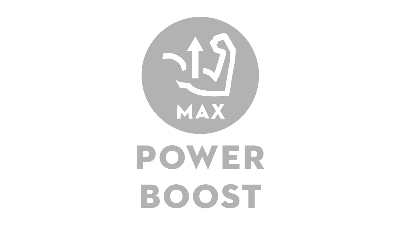 曲げた腕のアイコンと、上向きの矢印、その下「Max」と「Power Boost」の文字 